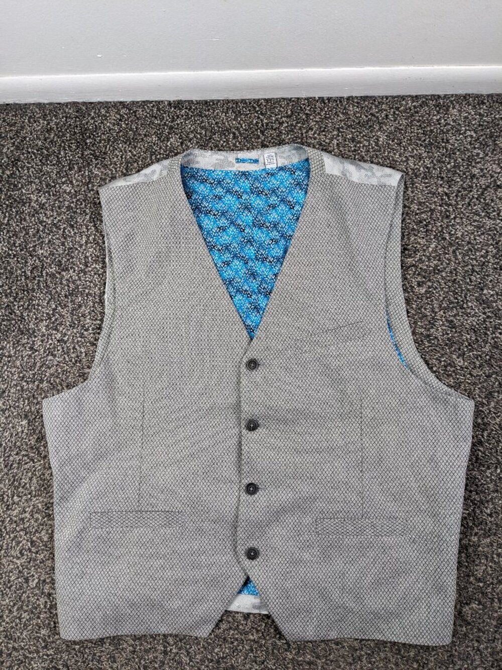 Robert Graham Kerouac Vest Waistcoat Linen Blend Gray Camo Mens 2XL Classic Fit